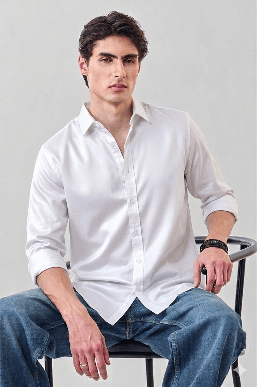 Loyan Premium White Plain Shirt – Classic Fit, Breathable Cotton 1